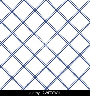 Textured Hand Drawn Plaid Vector Pattern. Grune Artistic Cottagecore Checks. Homestead Farmhouse Print. Pastel Summer Graphic Background with chalk cr Stock Vector