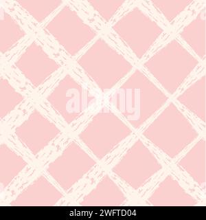 Textured Hand Drawn Plaid Vector Pattern. Grune Artistic Cottagecore Checks. Homestead Farmhouse Print. Pastel Summer Graphic Background with chalk cr Stock Vector