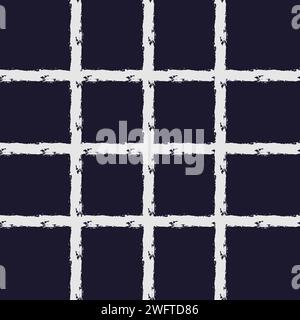 Textured Hand Drawn Plaid Vector Pattern. Romantic Artistic Cottagecore Checks. Homestead Farmhouse Print. Pastel Summer Graphic Background with chalk Stock Vector
