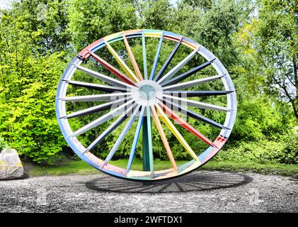 Colliery wheel at Pooley Country Park, Warwickshire, UK Stock Photo