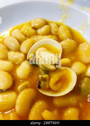 Seafood fabada. Asturias, Spain. Stock Photo