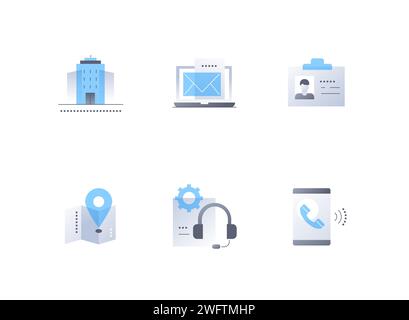 Work in a city office - flat design style icons set Stock Vector
