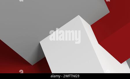 Abstract geometric structure with red and gray design elements, digital graphic background. 3d rendering illustration Stock Photo