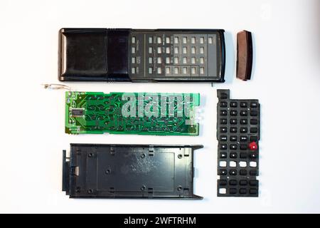 Lay flat of an antique VCR remote control. Stock Photo