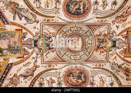 A painted ceiling in the East Wing of The Uffizi Gallery , one of the world's top art museums ,Florence Italy Stock Photo