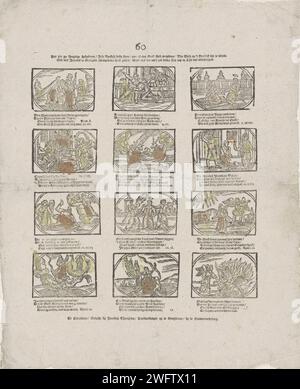 Here you can see pleasant students / jesu apostles standing (...), Jacobus Thompson, 1791 - 1812 print Leaf with 12 performances of stories from the New Testament, including performances about the Apocalypse. A four -line verse under each image. Numbered in the middle: No. 60. publisher: Rotterdamprint maker: Netherlands paper letterpress printing New Testament. the Revelation of John, the Apocalypse Stock Photo