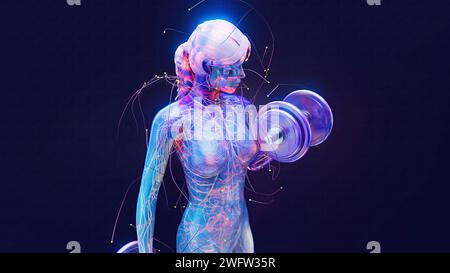 Abstract illustration of a woman with weights Stock Photo