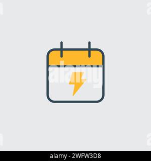 calendar, cloud, thunder icon, isolated icon in light background, perfect for website, blog, logo, graphic design, social media, UI mobile app Stock Vector
