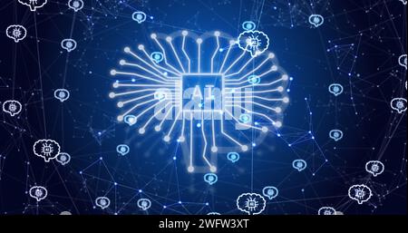 Image of ai data processing over connections with ai icons Stock Photo ...