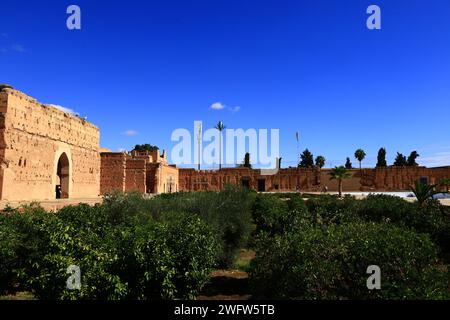 El Badi Palace is a ruined palace located in Marrakesh, Morocco Stock Photo