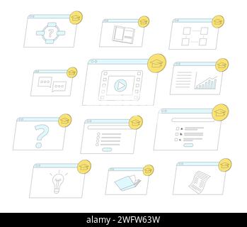 Gamification in education. Learning management system. Online course or training. Vector illustration. Incorporating entertainment game elements in in Stock Vector