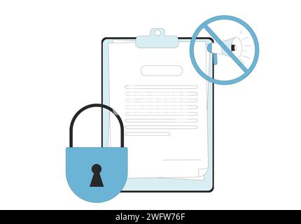 NDA concept icon. Non disclosure agreement. Confidentiality contract between employee and employer about confidentiality. Vector illustration. Stock Vector