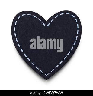 Black Heart Chalk Board Tag Cut Out on White. Stock Photo