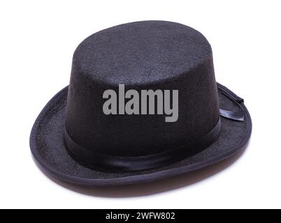 Black Felt Bowler Hat Cut Out on White. Stock Photo