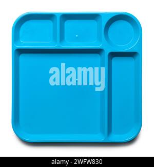 Blue Food Tray Cut Out on White. Stock Photo