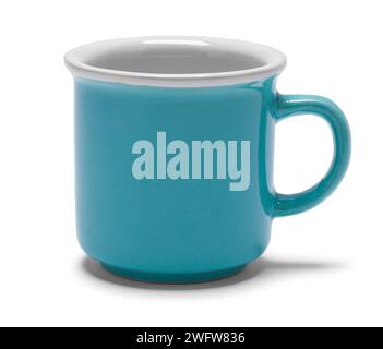 Small Blue Mug Cut Out on White. Stock Photo