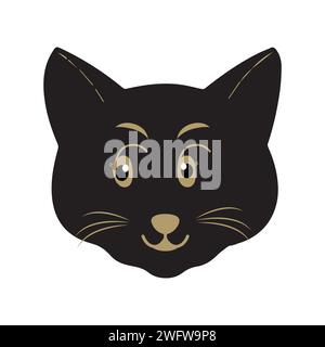 Cat pet head face icon, Vector illustration of funny cartoon cats, Cat face with various expressions and patterns vector illustration flat design. Stock Vector