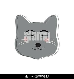 Cat pet head face icon, Vector illustration of funny cartoon cats, Cat face with various expressions and patterns vector illustration flat design. Stock Vector