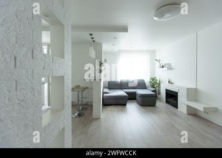 View on a modern living room. Free space for a text Stock Photo