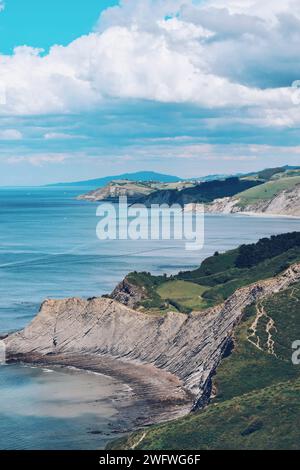 Cliffs of the Flysch route in the Basque country in Spain on June 20, 2021 Stock Photo