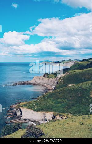Cliffs on the Flysch route in the Basque country in Spain on June 20, 2021 Stock Photo
