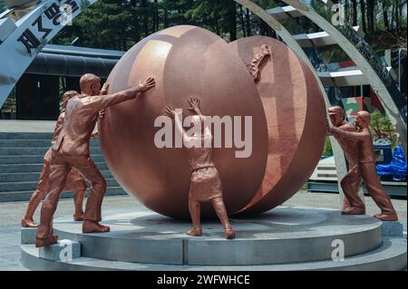 02.05.2013, Panmunjom, Gyeonggi Province, Korea, Asia - Unification sculpture at the Third Tunnel of Aggression within the Demilitarised Zone (DMZ). Stock Photo