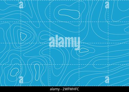 Topographic map with contour line grid water ocean, sea relief, depth. Nautical, cartography abstract area. Vector illustration Stock Vector