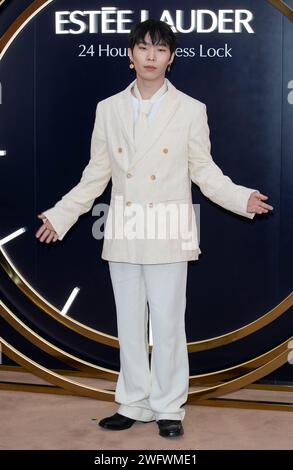 Seoul, South Korea. 1st Feb, 2024. South Korean singer-songwriter Lee Chan-hyuk, member of K-Pop Duet AKMU, attends a photocall for the Estee Lauder double wear square pop-up store open event at Seongsu Flagship store in Seoul, South Korea on February 1, 2024. (Photo by: Lee Young-ho/Sipa USA) Credit: Sipa USA/Alamy Live News Stock Photo