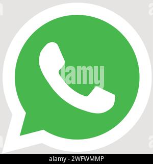 WhatsApp logo, whatsapp icon vector, Green button with phone, Social media icon Stock Vector