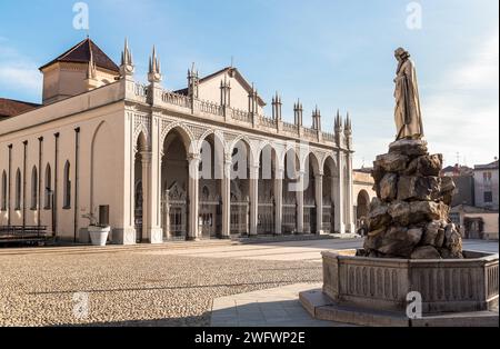 Facade of Santo Stefano Cathedral in Piazza Duomo in the historical center of Biella, Piedmont, Italy Stock Photo