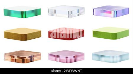 Podium collection set pack isolated background 3d rendering without AI generated Stock Photo