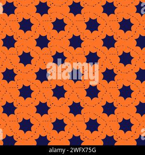 Abstract trendy pattern in orange and dark blue colors. Wallpaper design illustration. Bright pattern. Print for cloth, decor, advertising, ui, ux des Stock Photo