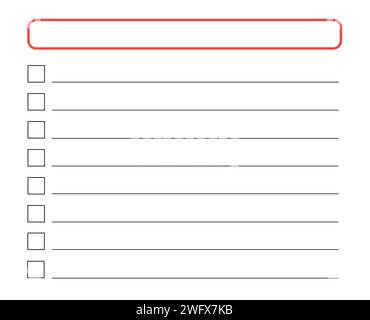 Planning list illustration on white background. Squares and lines for to do list or planning. Office stationery Stock Photo