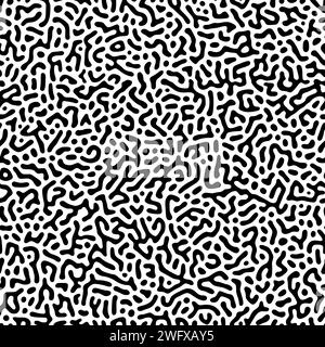 Line seamless pattern. Repeating brain pattern. Black turing shape isolated on white background. Repeated coral lines. Organic texture. Irregular Stock Vector