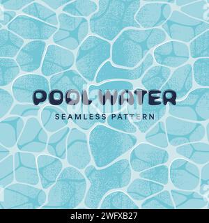 Swimming pool seamless pattern. Blue textured ripples water, waves. Vector illustration in flat style Stock Vector