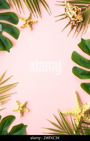 Summer flat lay background tropacal leaves on white Stock Photo - Alamy