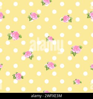 Roses and dots, easter, birthday celebration pattern Stock Vector