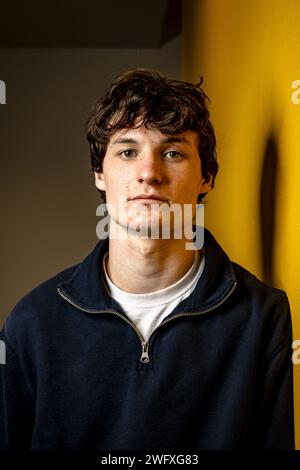 Arnhem, Nederland. 01st Feb, 2024. ARNHEM, 01-02-2024, Sportcentrum Papendal, football, Dutch Eredivisie, season 2023/2024, Presentation of new Vitesse player Paxten Aaronson Credit: Pro Shots/Alamy Live News Stock Photo