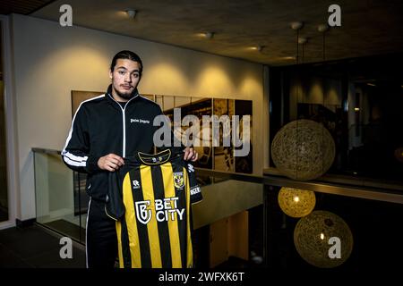 Arnhem, Nederland. 01st Feb, 2024. ARNHEM, 01-02-2024, Sportcentrum Papendal, football, Dutch Eredivisie, season 2023/2024, Presentation of new Vitesse player Anis Hadj-Moussa Credit: Pro Shots/Alamy Live News Stock Photo