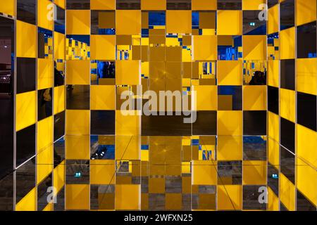 Paris, France, Exposition of Daniel Buren at Le Bon Marche department store, Editorial only. Stock Photo