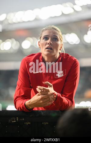 Alysha Newman participating in the pole vault at the Paris 2024 Olympic