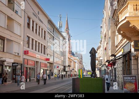 Picture of ulica strossmayera street in summer in Osijek, Croatia. Osijek is the fourth-largest city in Croatia, with a population of 96,848 in 2021. Stock Photo