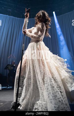 London, UK. 01 Feb 2024. Lead singer Abigail Morris of English indie rock band The Last Dinner Party performs at The Roundhouse. Credit: Justin Ng/Alamy Live News Stock Photo
