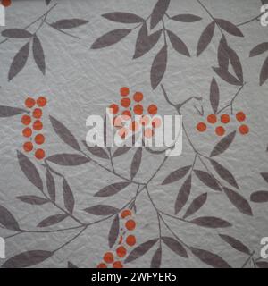 Traditional Japanese patterns - botanical theme with red berries Stock Photo