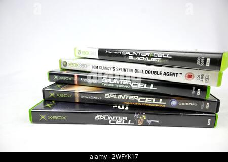 Tom Clancy’s Splinter Cell video game series stacked pile – Wales, UK  –  31 January 2024 Stock Photo