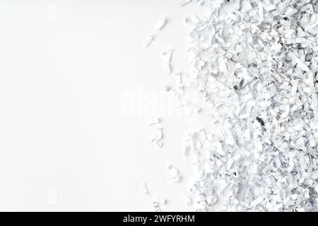 Shredded paper on white background close up Stock Photo
