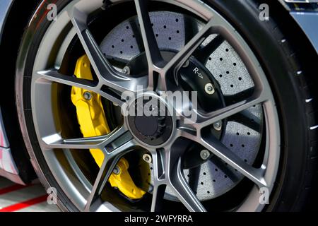 Car wheel and disc-brake ,super car Stock Photo