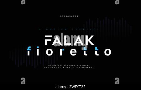 Futuristic modern techno sci fi bold display stencil font, abstract geometric clean monospaced letter set falak typeface Stock Vector