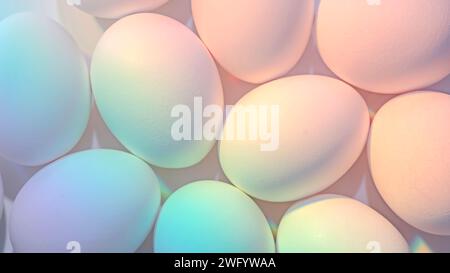 Colorful Array of Pastel Easter Eggs Filling the Frame in a Soft Light Stock Photo