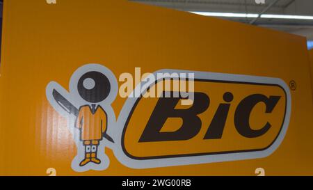 Bordeaux , France -  01 25 2024 : Bic sign text and logo brand of French industrial group world leader in plastic pen razor surf and lighter Stock Photo